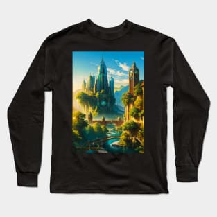 Gorgeous Green City from a Fantasy Future Long Sleeve T-Shirt